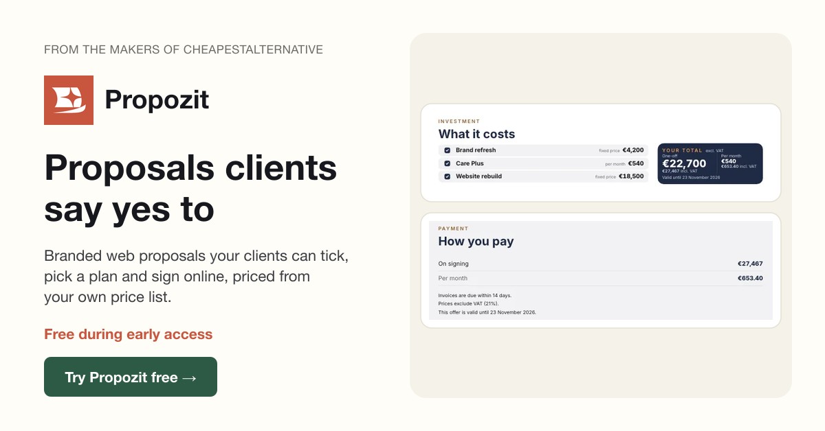 Propozit: proposals clients say yes to. Free during early access.